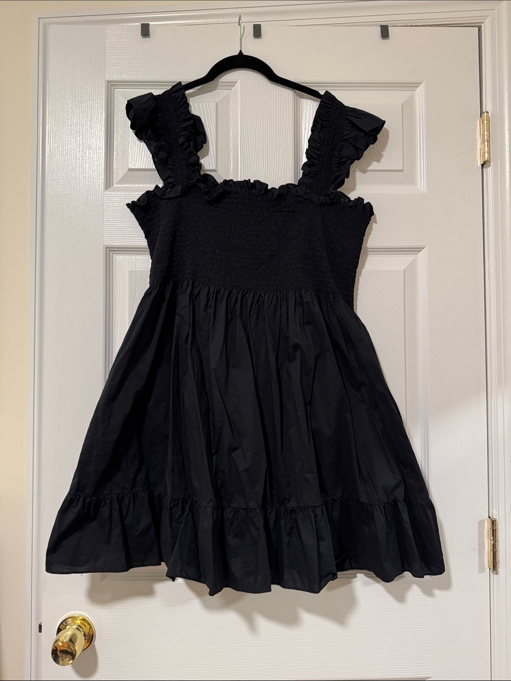 Hill House The Elizabeth Nap Dress Black Ruffled Cotton - Size XXL